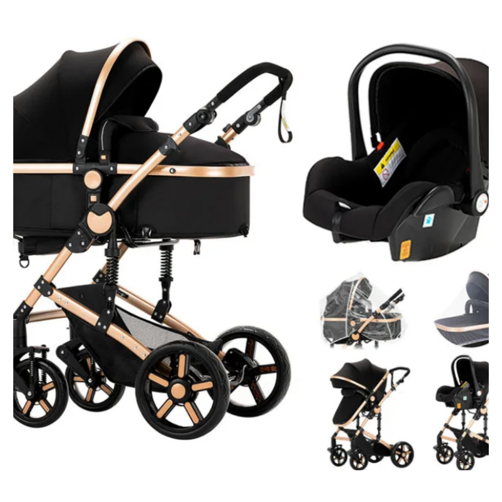 Combo de Cochecito de Bebé con Silla de Auto | Cochecito 3 en 1 Ligero de Cuatro Ruedas para Recién Nacidos y Niños Pequeños