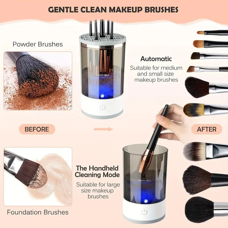 Limpiador de brochas de maquillaje eléctrico portátil con conector USB