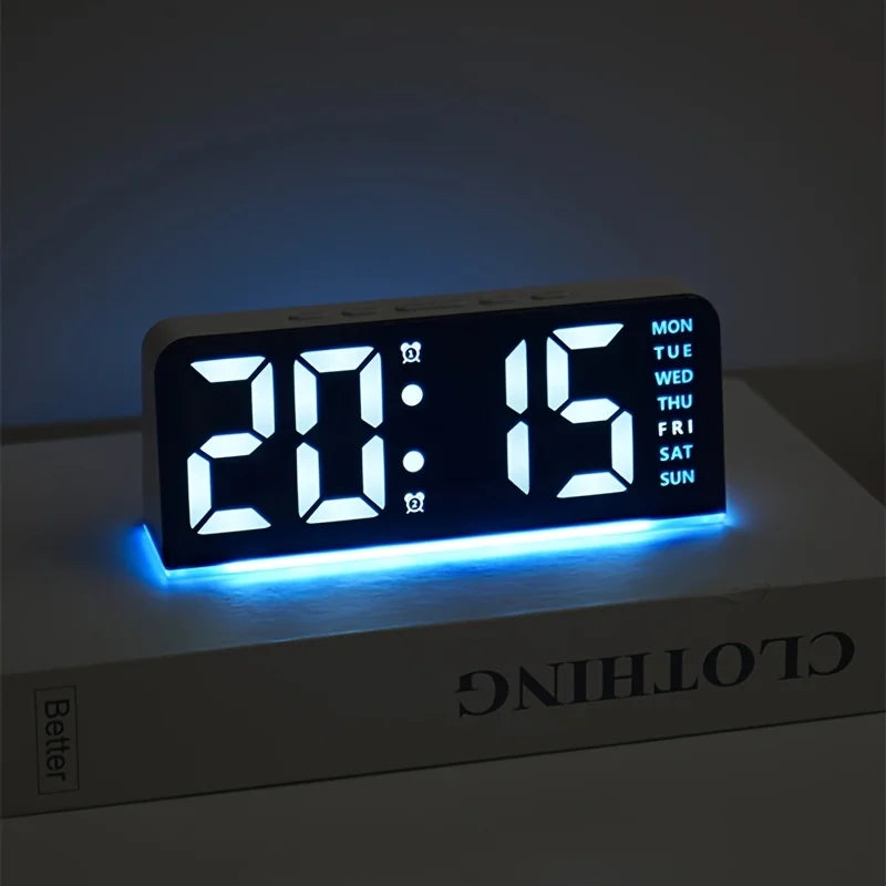 Nuevo reloj despertador digital LED de escritorio con luz nocturna.