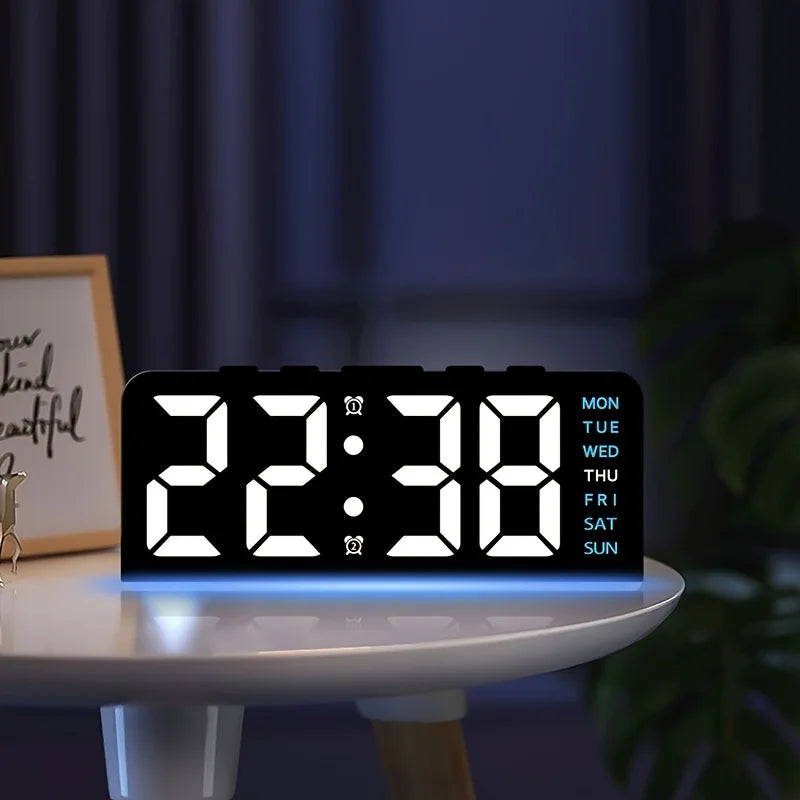 Nuevo reloj despertador digital LED de escritorio con luz nocturna.